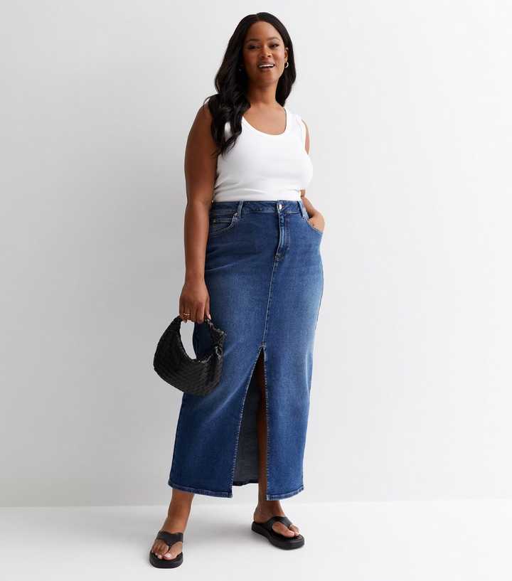 plus size denim skirt