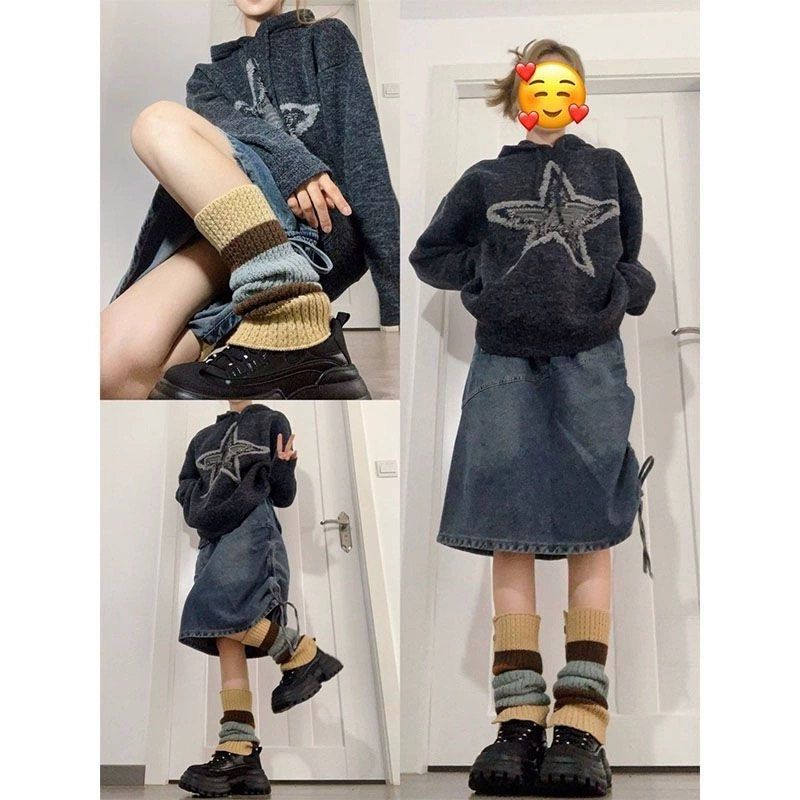 	
mid length black denim skirt