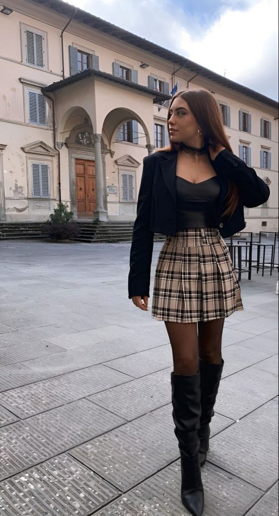 trendy winter skirt outfits