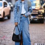 long denim skirt outfits