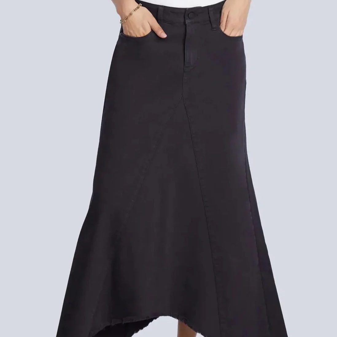 	
black denim skirt